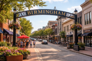 Downtown Birmingham, Michigan luxury homes and walkable shopping district